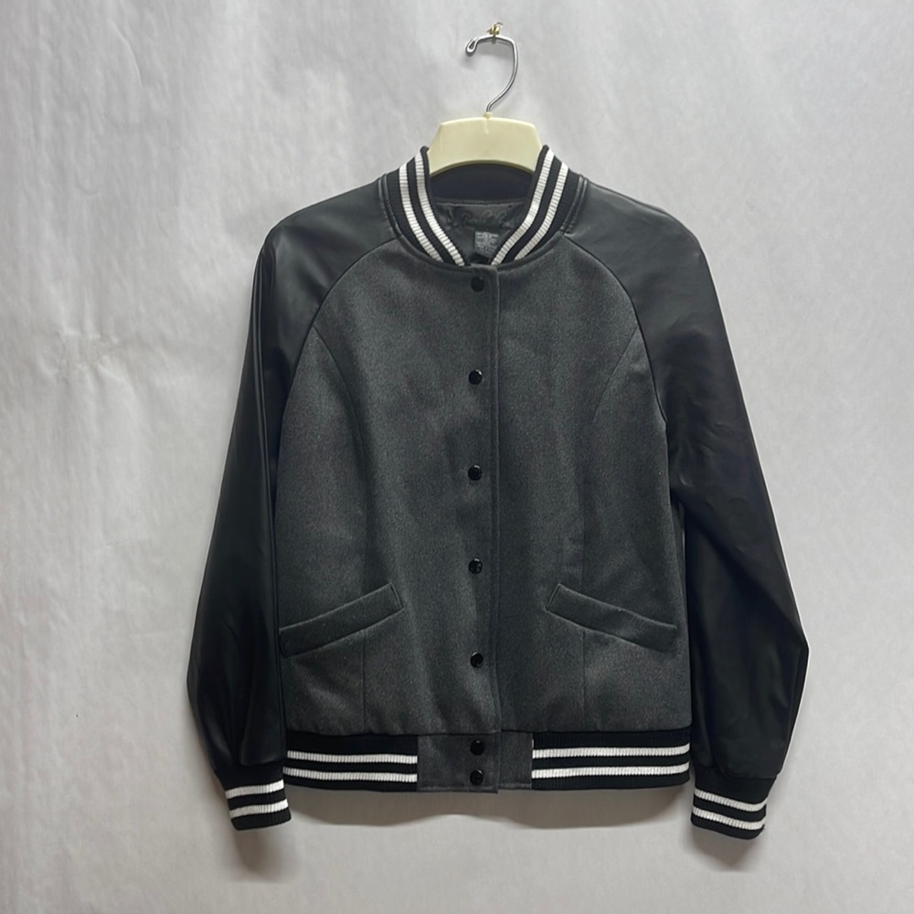 Brandon Thomas Leatherman Varsity Jacket Black/Grey Size Large
